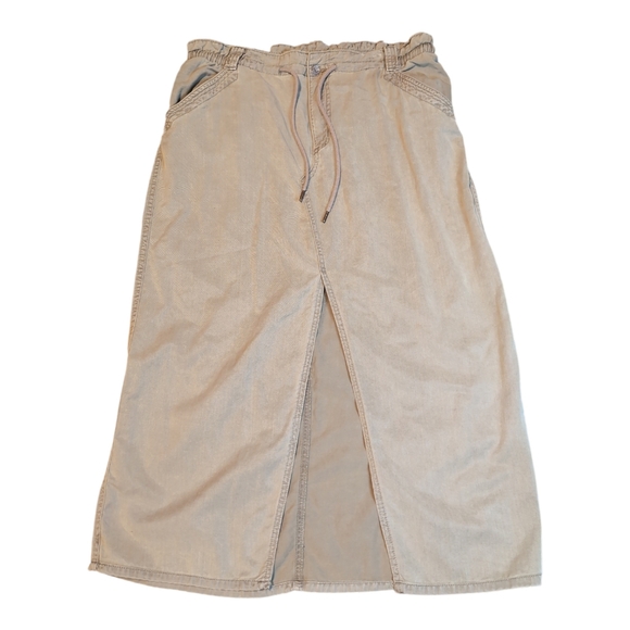 Maurices Khaki Softy Elastic Waist Pencil Skirt Front Slit SZ 16 - Picture 2 of 11